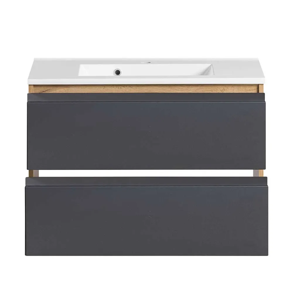 Wohnen Badschränke|Waschtisch*Waschtisch in mattem Grau & Wildeiche - Jambi