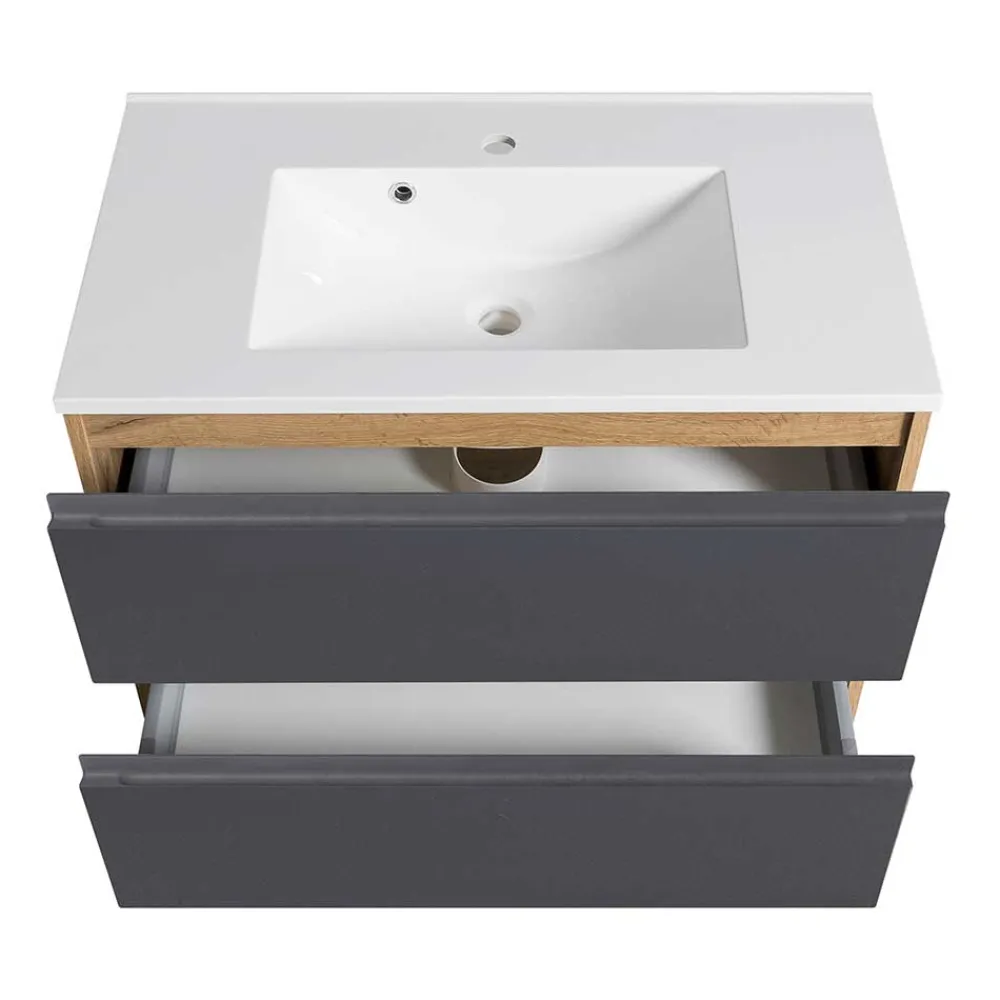 Wohnen Badschränke|Waschtisch*Waschtisch in mattem Grau & Wildeiche - Jambi