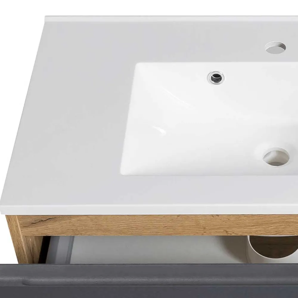 Wohnen Badschränke|Waschtisch*Waschtisch in mattem Grau & Wildeiche - Jambi