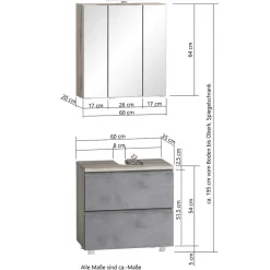 Wohnen Waschtisch Kombi plus Hochschrank - Mia (dreiteilig)