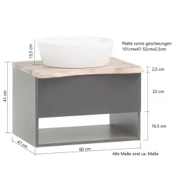 Wohnen Badschränke|Waschtisch*Waschtisch mit Aufsatzbecken für die Wand - Breznia