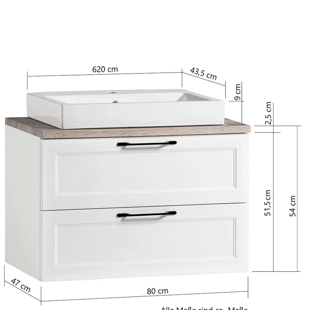 Wohnen Badschränke|Waschtisch*Waschtisch mit Becken in Weiß - Gyatso