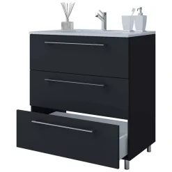 Wohnen Waschtisch mit drei Schubladen in Schwarz - Gloriella