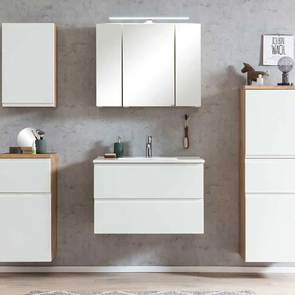 Wohnen Badschränke|Waschtisch*Waschtisch mit Einlasswaschbecken in Weiß - Eight