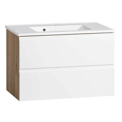 Wohnen Badschränke|Waschtisch*Waschtisch mit Einlasswaschbecken in Weiß - Eight