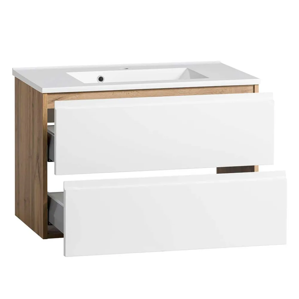 Wohnen Badschränke|Waschtisch*Waschtisch mit Einlasswaschbecken in Weiß - Eight