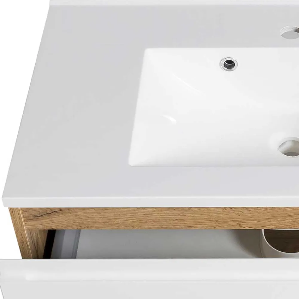 Wohnen Badschränke|Waschtisch*Waschtisch mit Einlasswaschbecken in Weiß - Eight