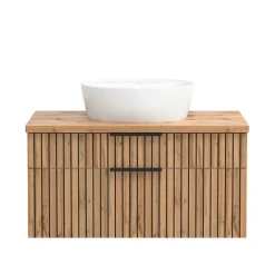 Wohnen Waschtisch|Waschbeckenunterschränke*Waschtisch mit Keramik Aufsatzbecken 80 cm breit - Crystoga