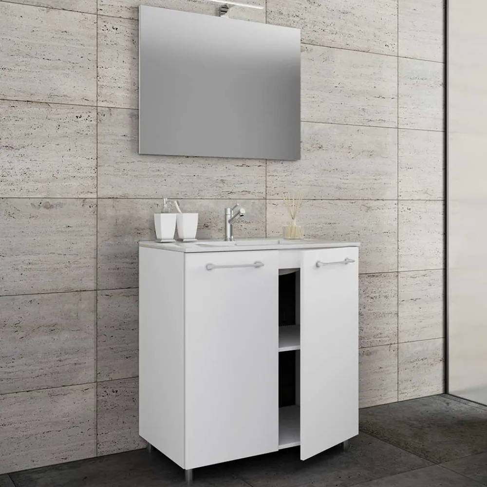 Wohnen Waschtisch mit LED Spiegel Set - Ipsum (zweiteilig)