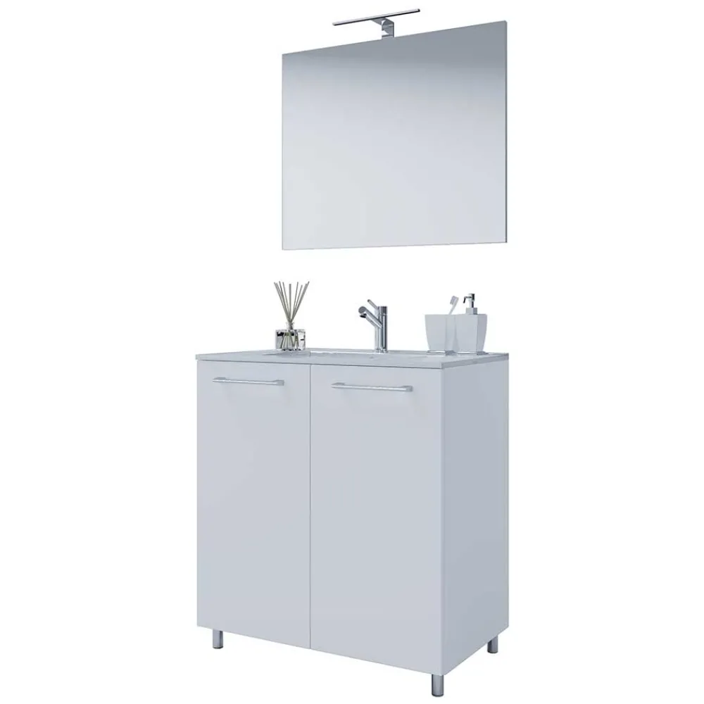 Wohnen Waschtisch mit LED Spiegel Set - Ipsum (zweiteilig)