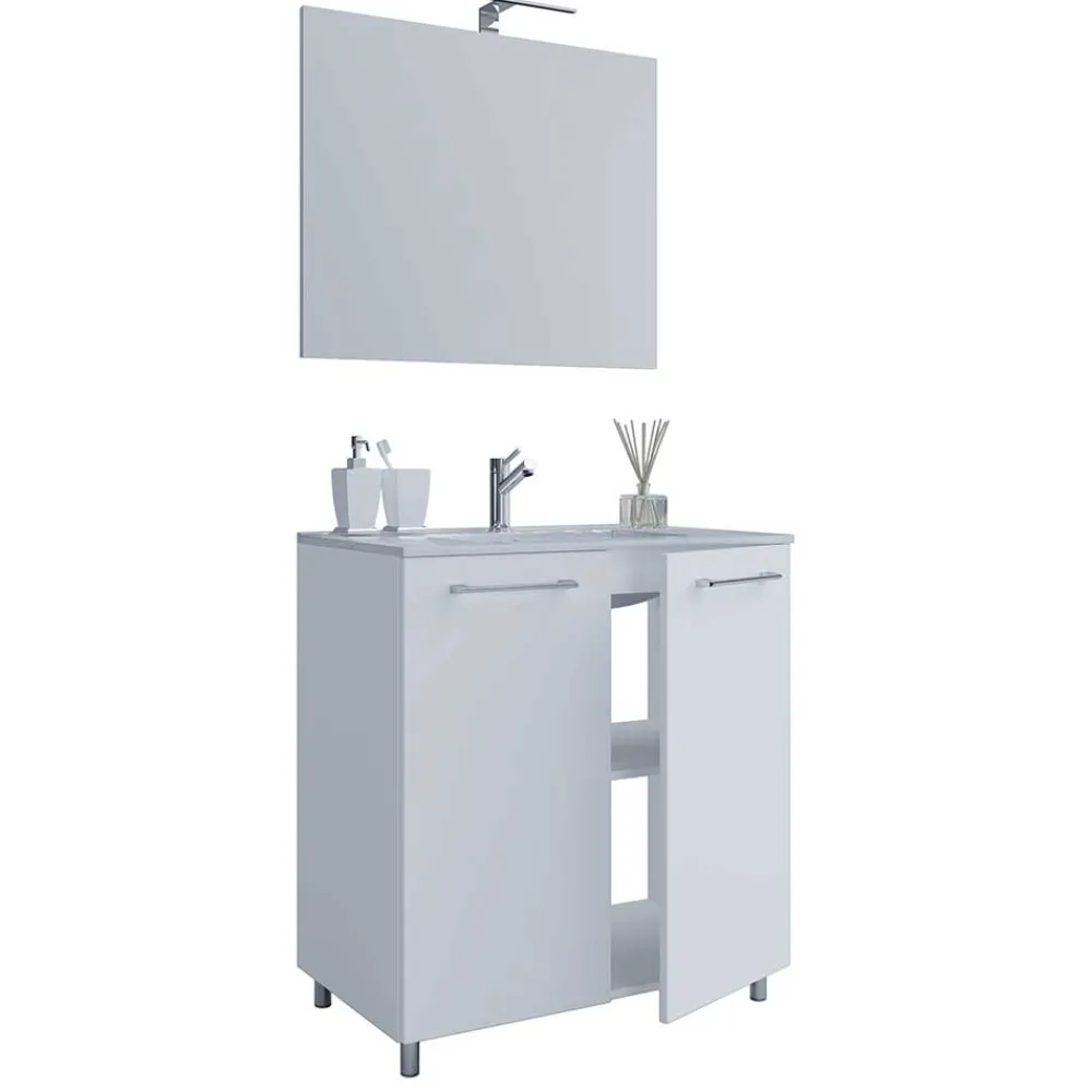 Wohnen Waschtisch mit LED Spiegel Set - Ipsum (zweiteilig)