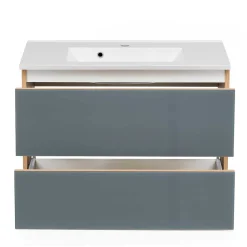 Wohnen Waschtisch Wandkonsole in Grau & Wildeiche - Anviletca