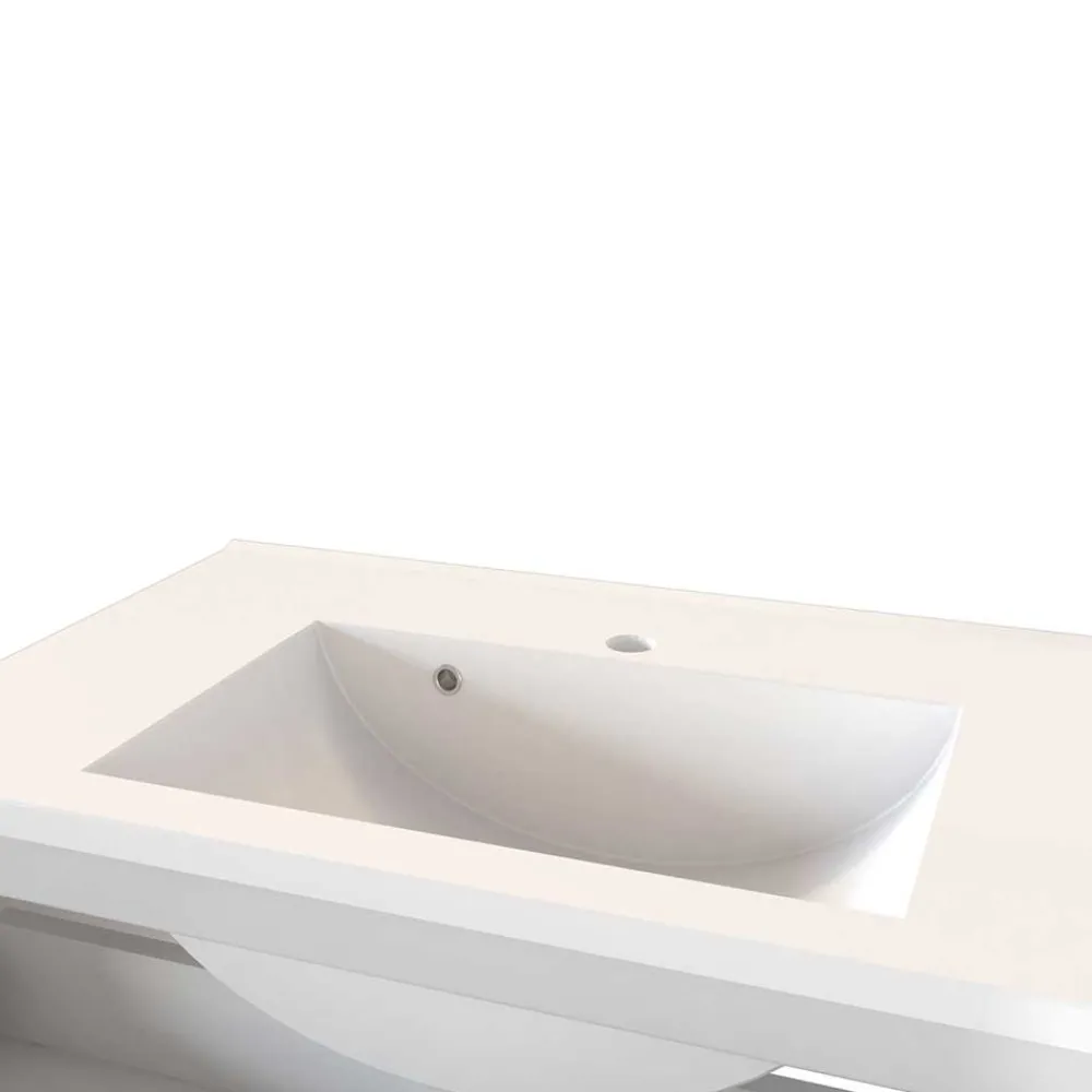 Wohnen Waschtisch Wandkonsole in Grau & Wildeiche - Anviletca