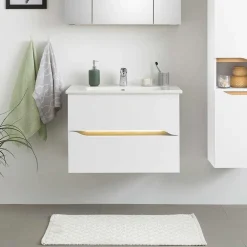 Wohnen Schränke|Skandinavische Möbel*Waschtischkonsole mit LED Licht - Zenata