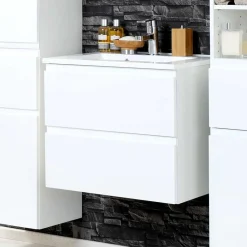 Wohnen Waschtisch|Waschbeckenunterschränke*Waschtischunterschrank Concetada in Hochglanz Weiß