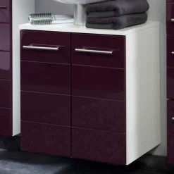 Wohnen Waschtischunterschrank Laydia in Aubergine Hochglanz