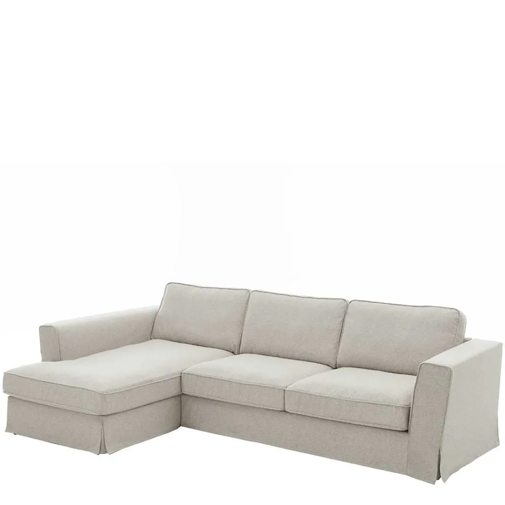 Wohnen Webstoff Ecksofa in Hellgrau - Coisma