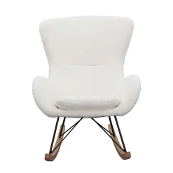 Wohnen Skandinavische Möbel|Stühle*Webstoff Schaukelstuhl in Weiß - Dario