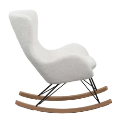 Wohnen Skandinavische Möbel|Stühle*Webstoff Schaukelstuhl in Weiß - Dario
