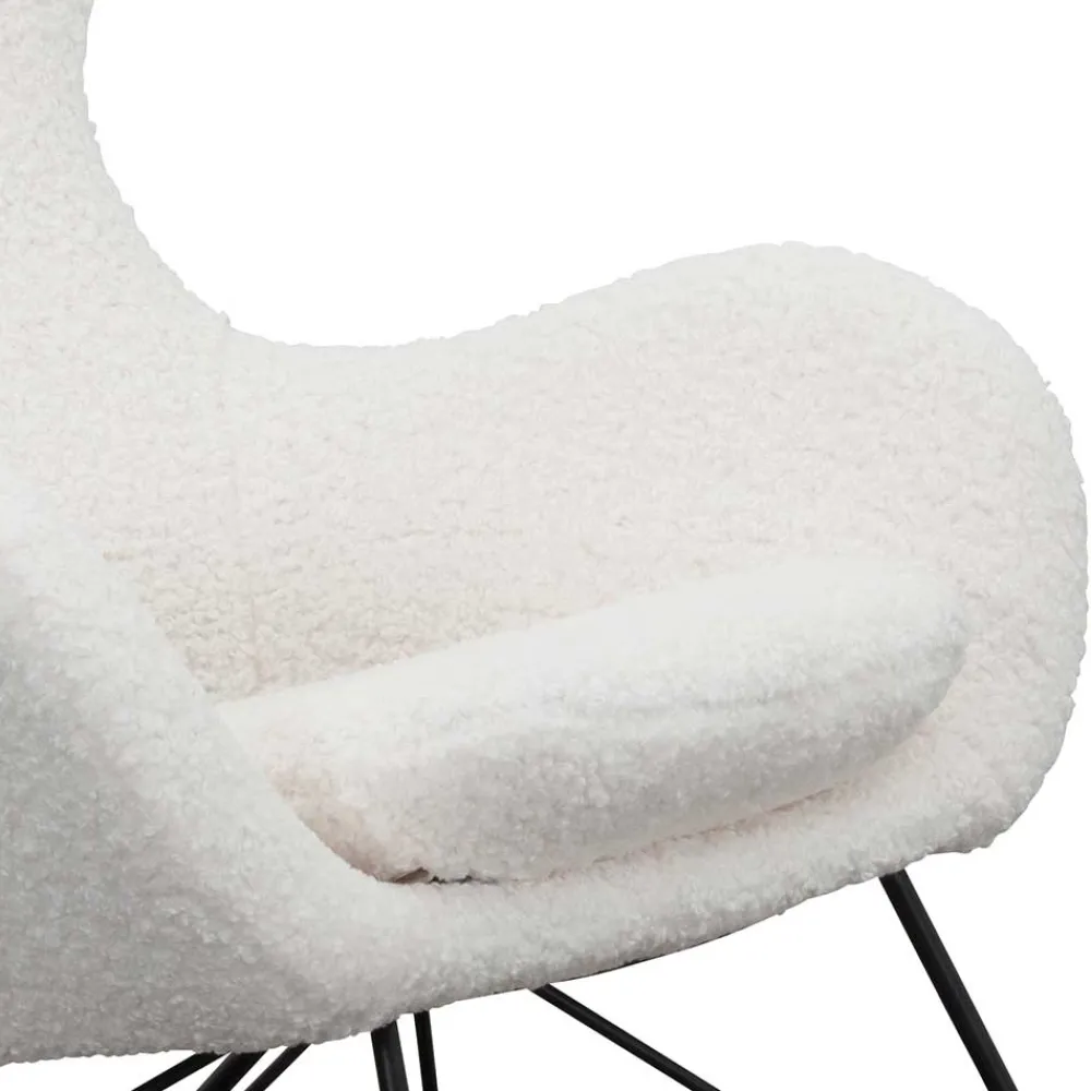 Wohnen Skandinavische Möbel|Stühle*Webstoff Schaukelstuhl in Weiß - Dario