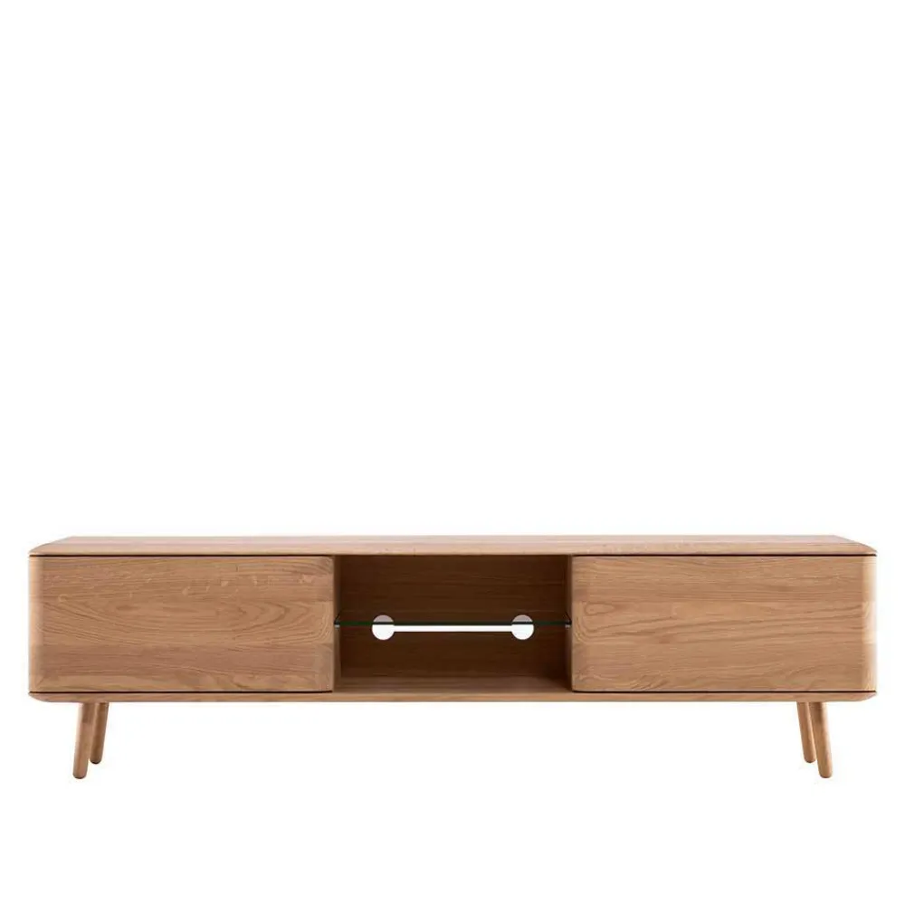 Wohnen Weiß geöltes TV Board aus Eiche Massivholz - Bakaras