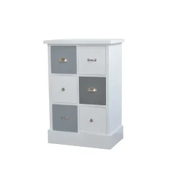 Wohnen Weiß Graue Kommode Sadine mit 6 Schubladen