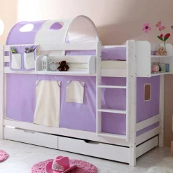 Kinder Wohnen Weiß lackiertes Mädchen Etagenbett mit Bettkasten - Alcamo