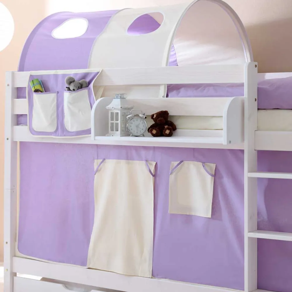 Kinder Wohnen Weiß lackiertes Mädchen Etagenbett mit Bettkasten - Alcamo