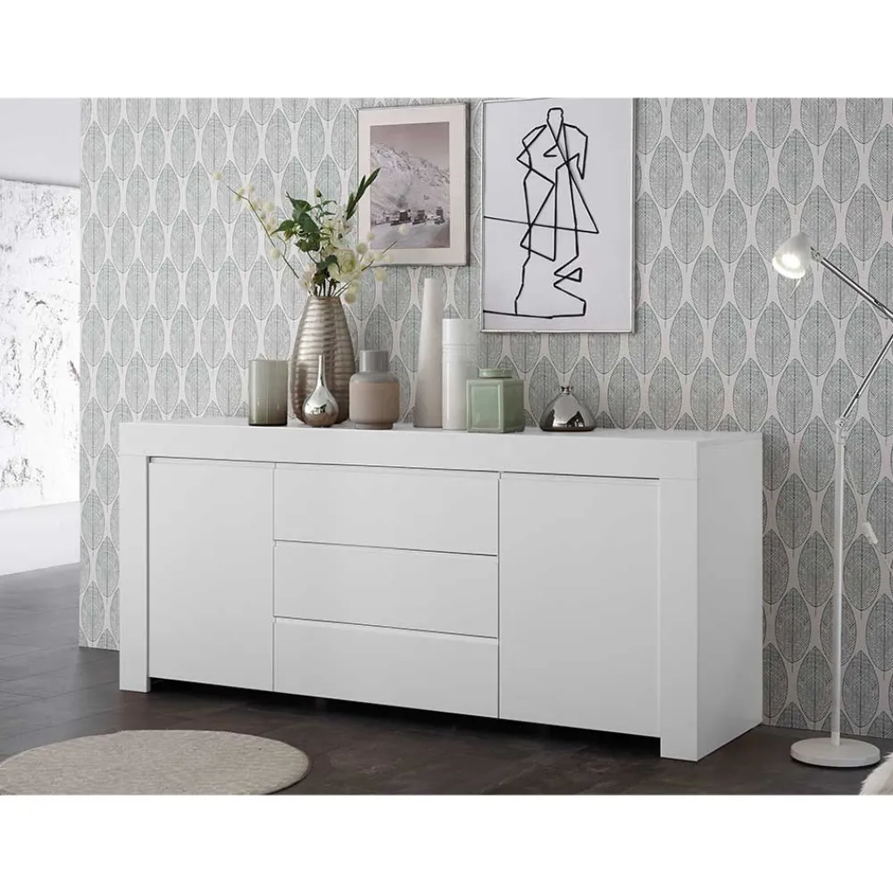 Wohnen Weiß lackiertes Sideboard mit 184 cm Breite - Mikes I