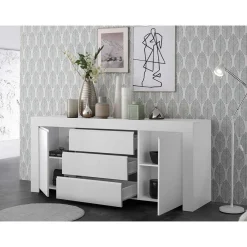 Wohnen Weiß lackiertes Sideboard mit 184 cm Breite - Mikes I