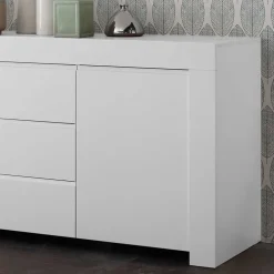 Wohnen Weiß lackiertes Sideboard mit 184 cm Breite - Mikes I