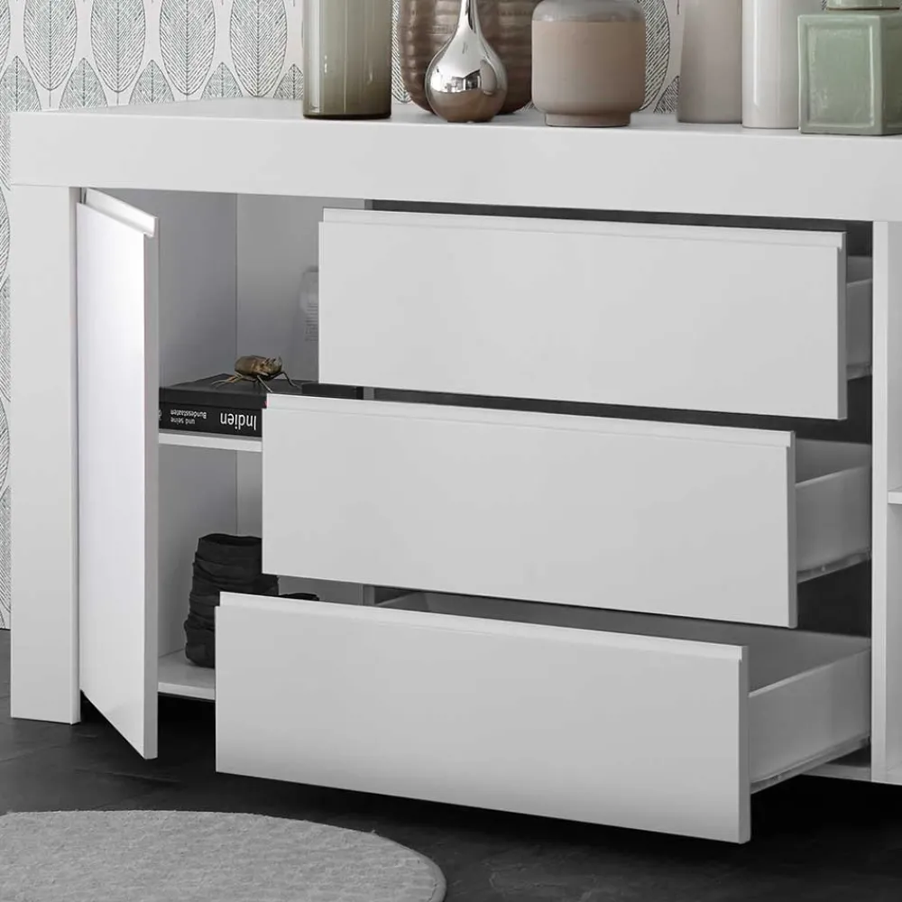 Wohnen Weiß lackiertes Sideboard mit 184 cm Breite - Mikes I