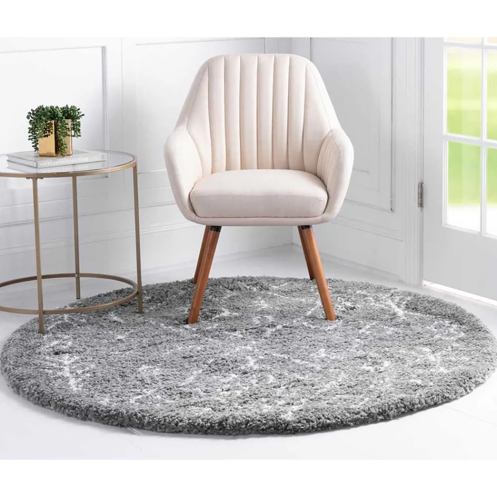 Wohnen Weicher Hochflor Teppich in Grau und Creme - Vuturava