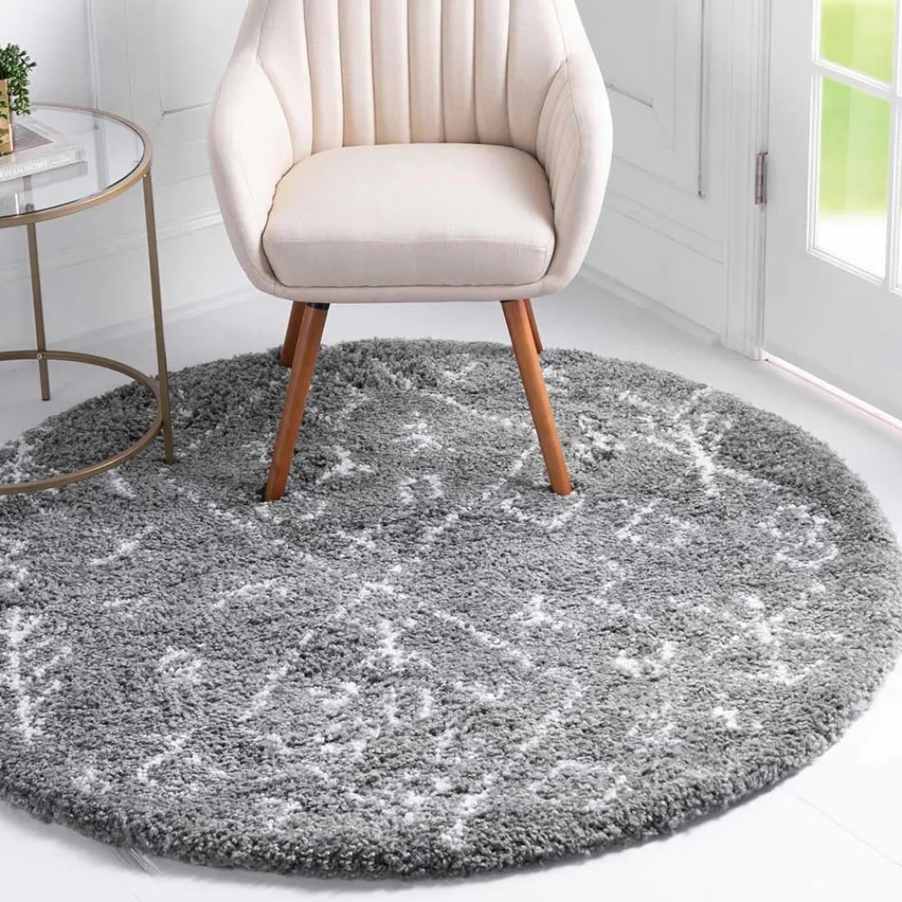 Wohnen Weicher Hochflor Teppich in Grau und Creme - Vuturava