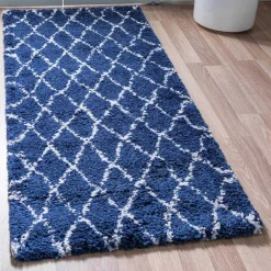 Wohnen Weiße Möbel|Skandinavische Möbel*Weicher Läufer Teppich mit Hochflor in Blau - Tanko