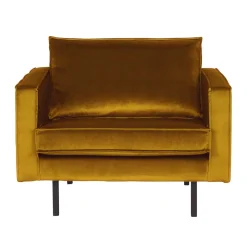 Wohnen Weicher Sessel im kantigen Retro Design Nustra mit Samt Gelb