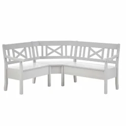 Wohnen Küchenbänke|Esszimmerbänke*Weiße Eckbank Onesti aus Kiefer massiv