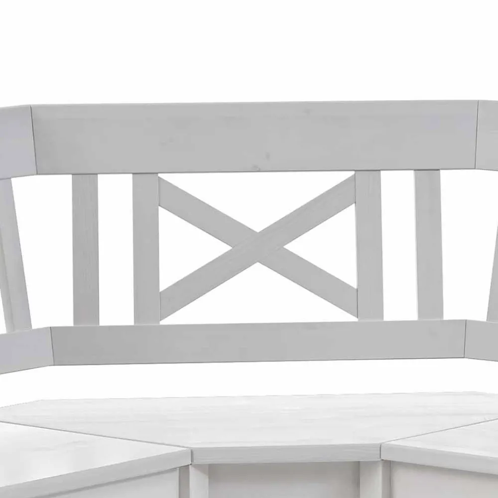 Wohnen Küchenbänke|Esszimmerbänke*Weiße Eckbank Onesti aus Kiefer massiv