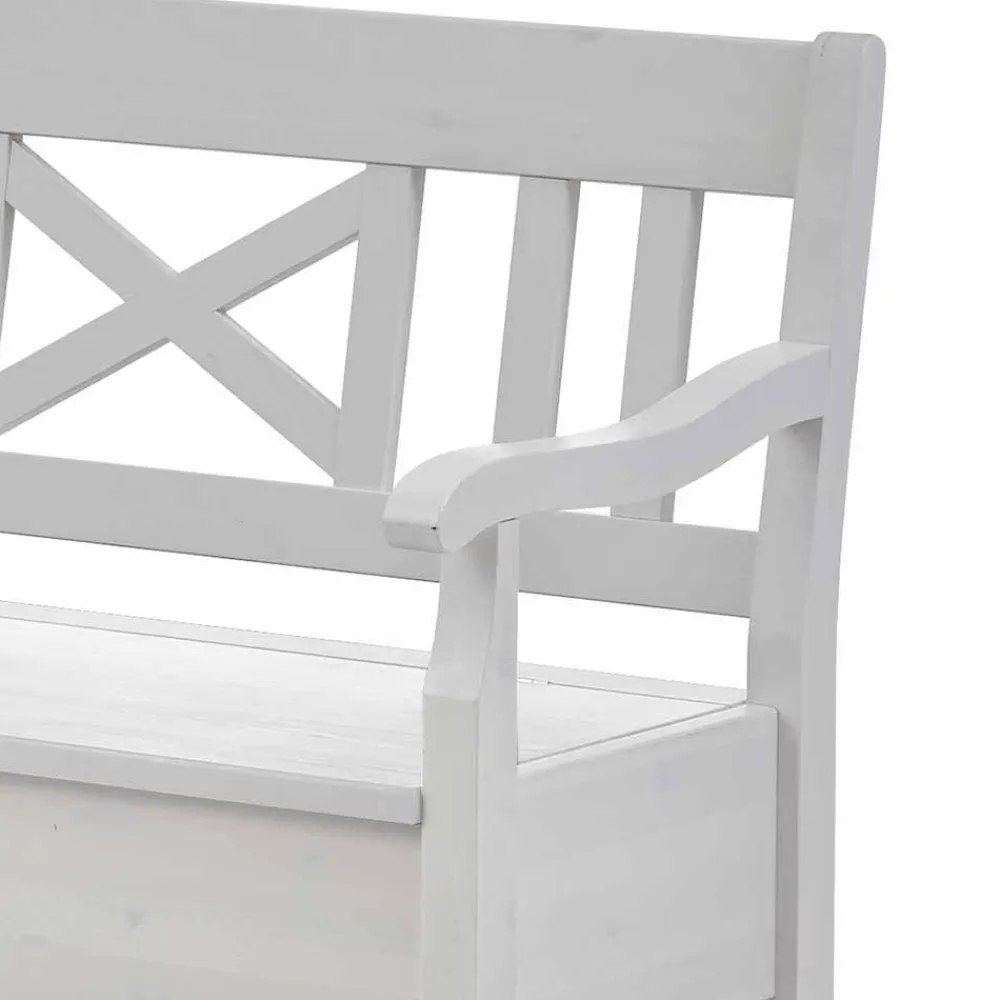 Wohnen Küchenbänke|Esszimmerbänke*Weiße Eckbank Onesti aus Kiefer massiv