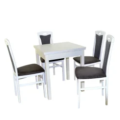 Wohnen Küchen-Essgruppen|Esszimmer Komplett*Weiße Esstisch Gruppe Set - Veromica (fünfteilig)