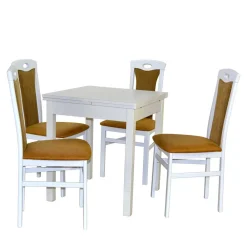 Wohnen Küchen-Essgruppen|Essgruppen*Weiße Esszimmergruppe für 4 Personen - Calasso (fünfteilig)