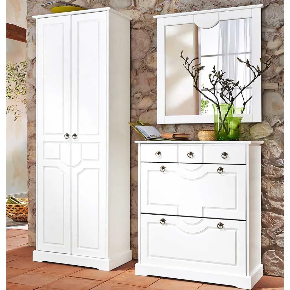 Wohnen Garderoben|Garderoben*Weiße Flurmöbel im Landhausstil - Vesrav (dreiteilig)