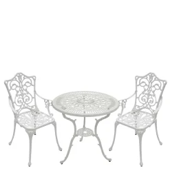 Wohnen Weiße Gartenmöbel aus Metall Aluminium - Leano (dreiteilig)