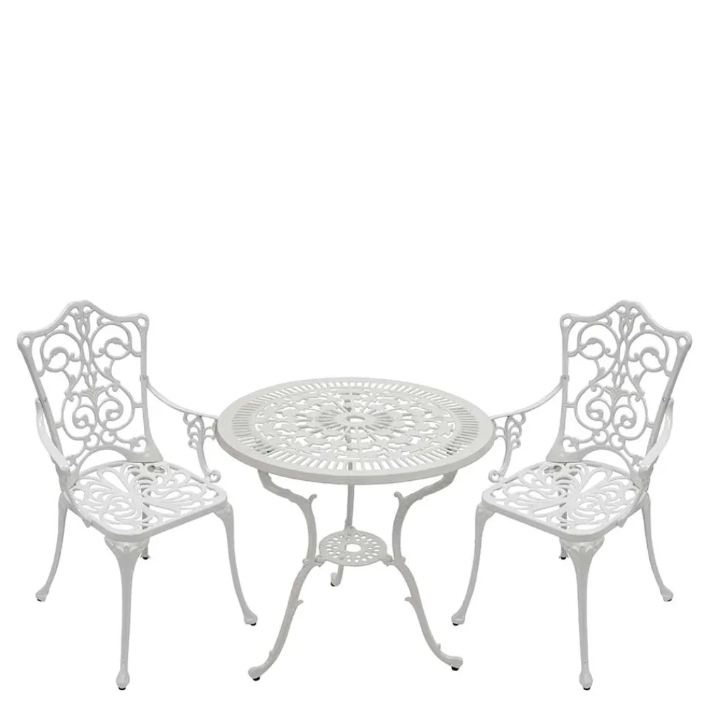 Wohnen Weiße Gartenmöbel aus Metall Aluminium - Leano (dreiteilig)
