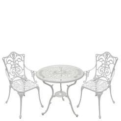 Wohnen Weiße Gartenmöbel aus Metall Aluminium - Leano (dreiteilig)