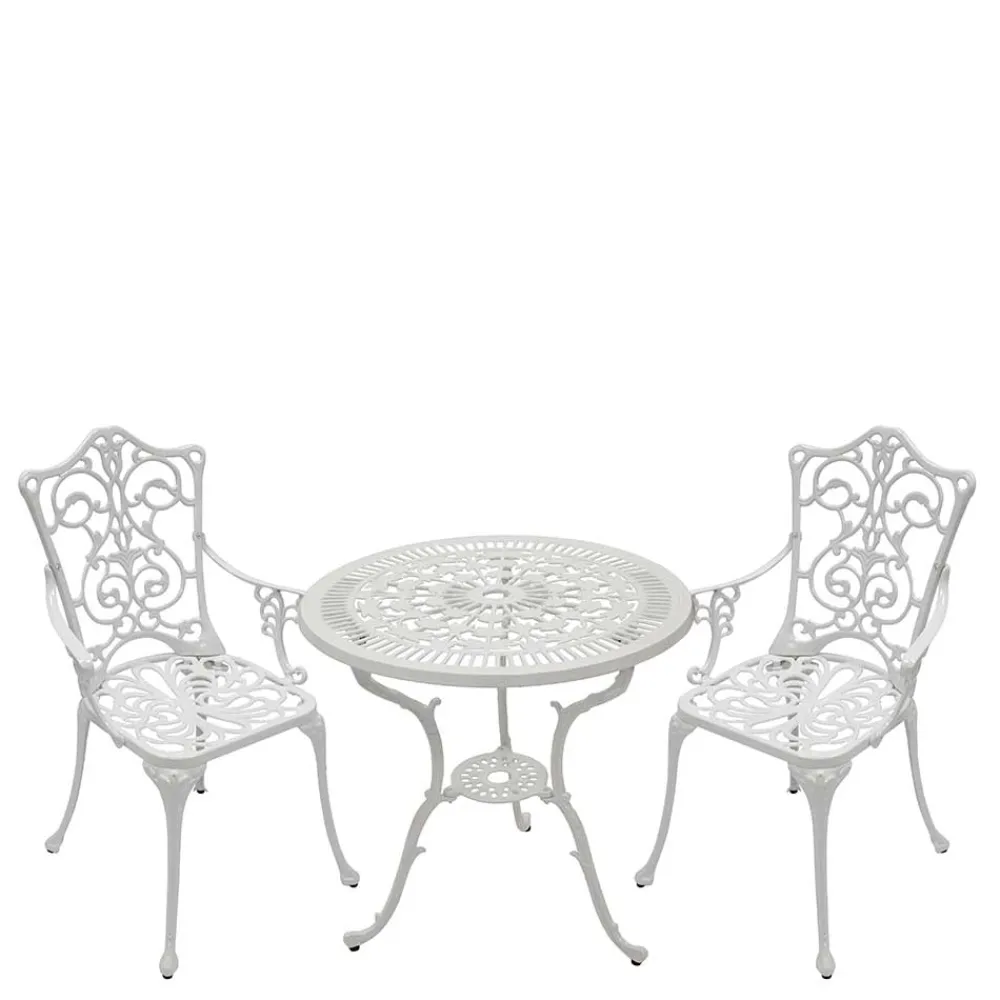 Wohnen Weiße Gartenmöbel aus Metall Aluminium - Leano (dreiteilig)