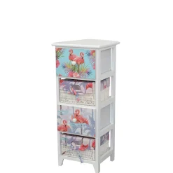 Wohnen Nachttische|Rattanmöbel*Weiße Hochkommode im Flamingo Style - Vivossa