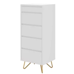 Wohnen Weiße Hochkommode mit Spiegel aufklappbar - Ricks