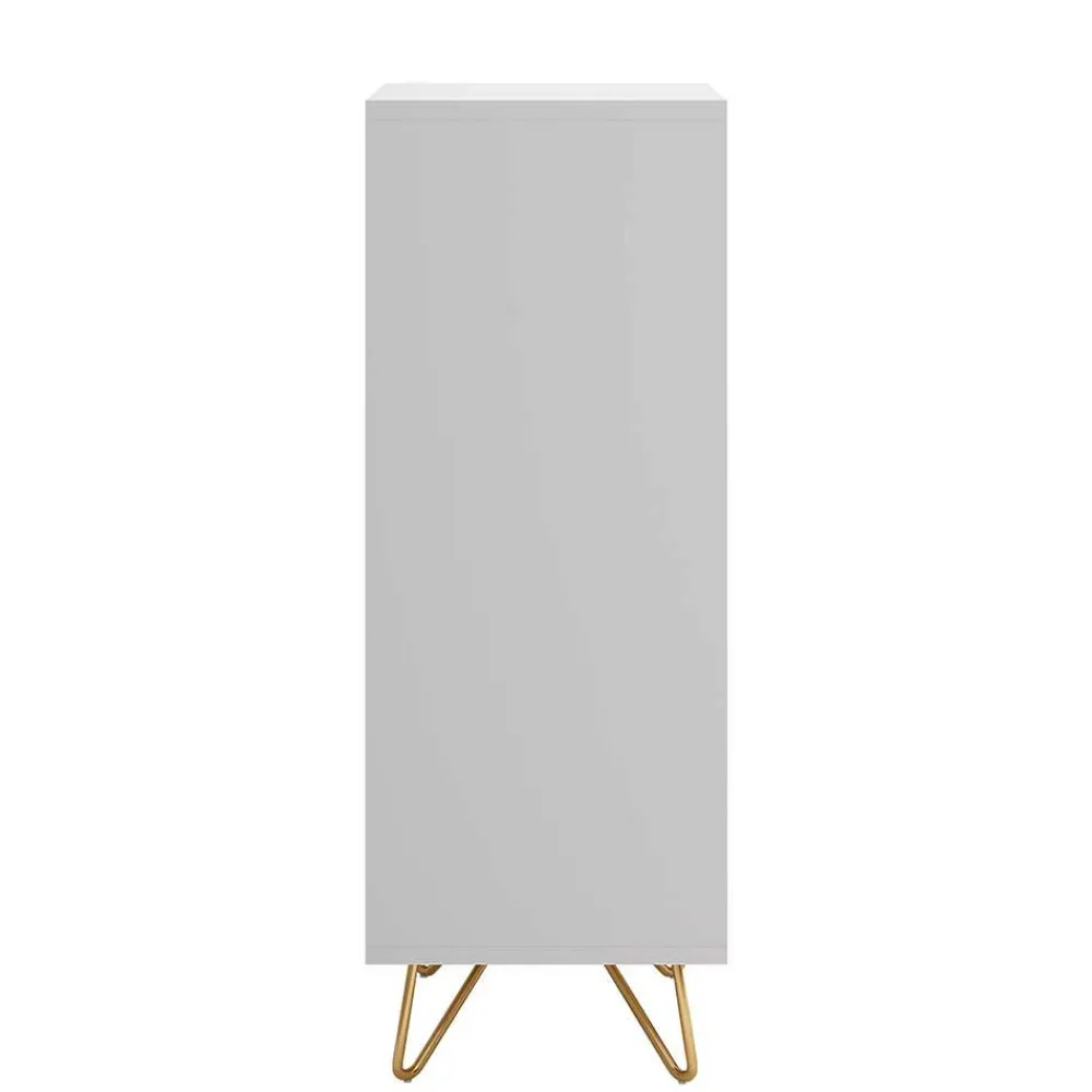 Wohnen Weiße Hochkommode mit Spiegel aufklappbar - Ricks