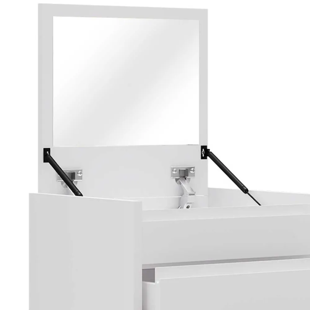 Wohnen Weiße Hochkommode mit Spiegel aufklappbar - Ricks